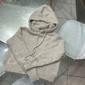 Hooded Cashmere Crop Top